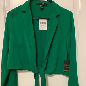 Woven tie front top